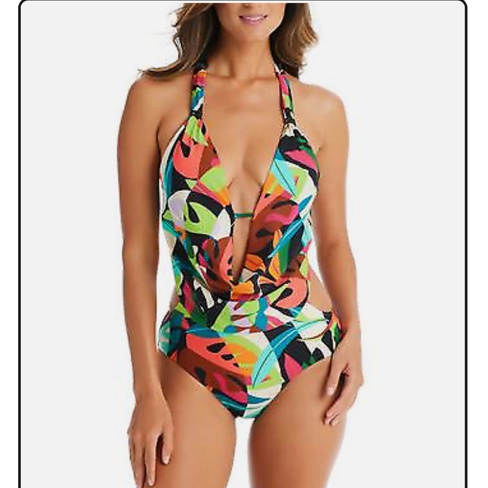 Bar lll Tropical Dreams Halter Open Back  Bathing Suit